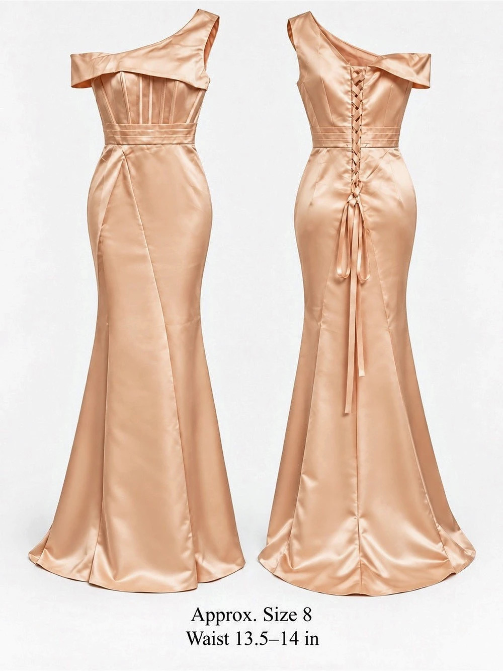 Terani Couture Asymmetric Neck Ruched Mermaid Gown Pink Size 8